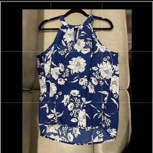 Blue & white dressy tank/blouse